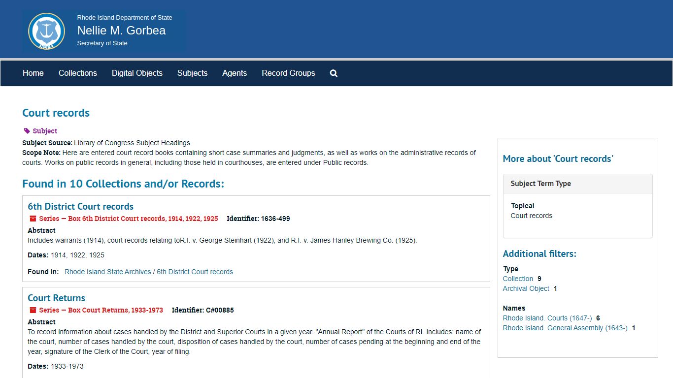 Court records | Rhode Island Department of State ArchivesSpace